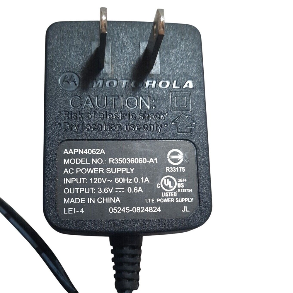Motorola AC Power Supply R35036060-A1‎ AAPN4062A Charger Wall Plug Adapter Black